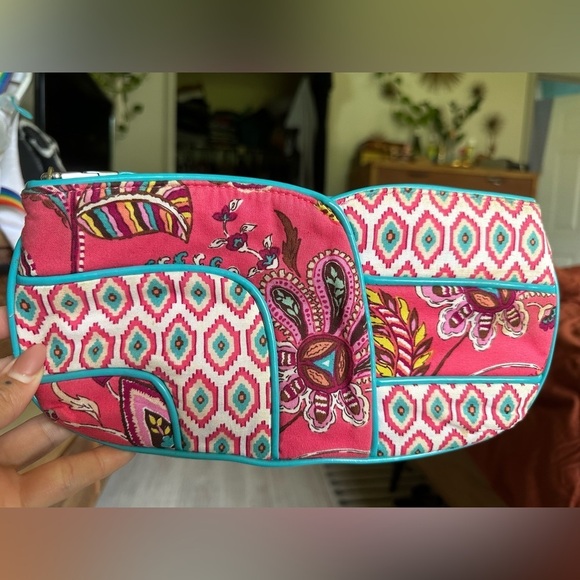Vera Bradley Handbags - Vera Bradley Pink and Turquoise Wristlet Clutch